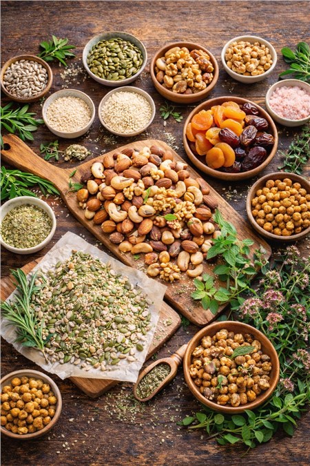 Snack sani e naturali: semi, noci e erbe aromatiche per l'energia quotidiana
